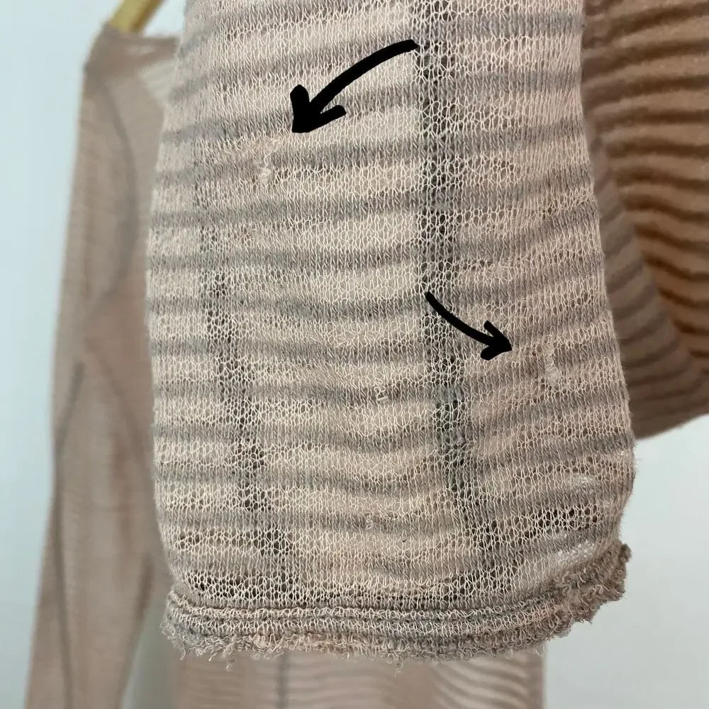Free People Striped Burnout Top - Sand - Size Large